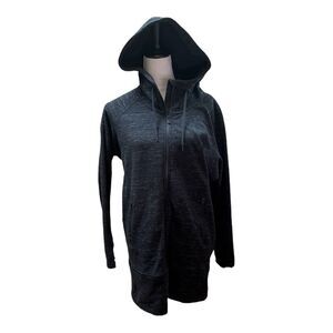 Athleta Ash Black Long Sweatshirt‎ Hoodie  Preppy Athleisure Jacket Size S